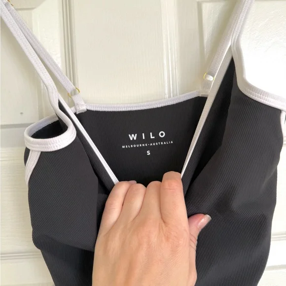 WILO The Label Australia Ribbed Black Jumpsuit With White Stripe Yoga Athletic S